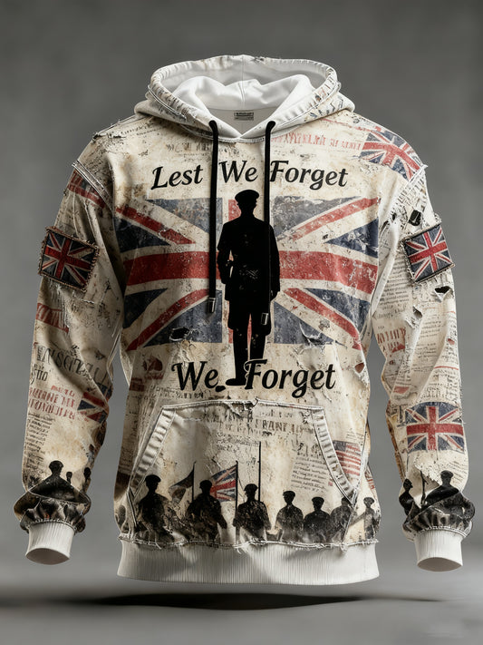 Men's Remembrance Day Lest We Forget Printed Hoodie