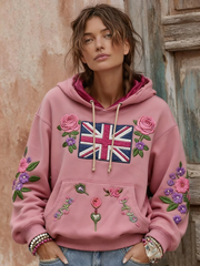 Women's british flag and flowers hoodie