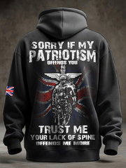 Men's  British Veteran Oversized Drop-Shoulder Hoodie with Pockets