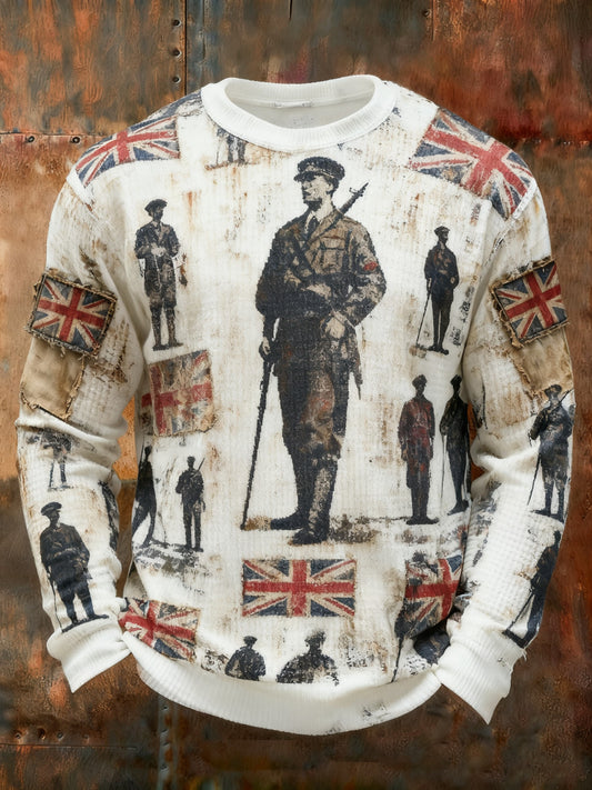 Men's Remembrance Day Lest We Forget Printed Waffle Long Sleeve T-Shirt