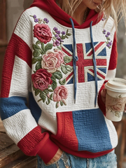 Women's british flag and flowers hoodie