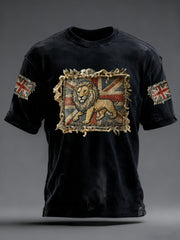 Men's Vintage England Flag Lion Printed T-shirt
