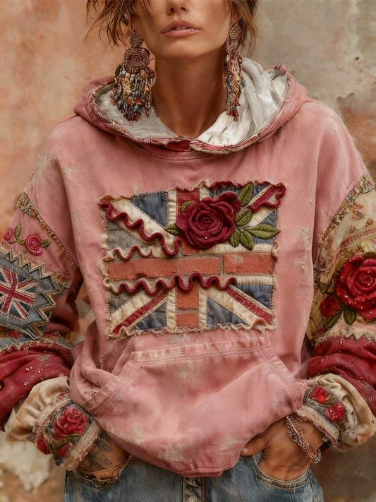 Women's British Rose Printed hoodie