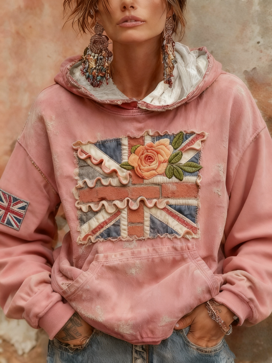 Women's British Rose Printed hoodie