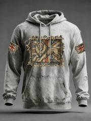 Men's Vintage England Flag Lion Printed Hoodie