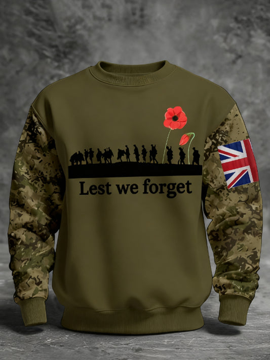 Men's 11th November Remembrance Day LEST WE'S FORGET Poppy Remembrance Sweatshirt