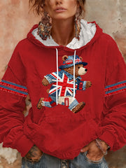 Women's British style Print Casual Hoodie