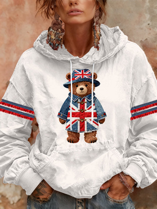 Women's British style Print Casual Hoodie