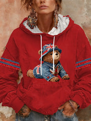 Women's British style Print Casual Hoodie