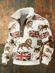 Men's Vintage England Flag Lion Printed Sweatshirt