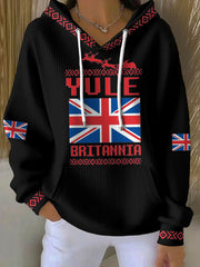 Women's UK Yule Stonehenge Happy Solstice Printed Hoodie