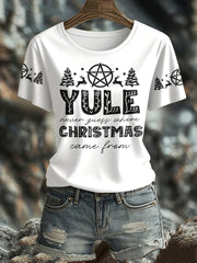 Women's UK Yule Stonehenge Happy Solstice Printed T-Shirt