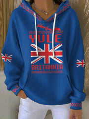 Women's UK Yule Stonehenge Happy Solstice Printed Hoodie