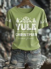 Women's UK Yule Stonehenge Happy Solstice Printed T-Shirt