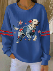 Women's British Style Labrador  Print Casual Sweatshirt