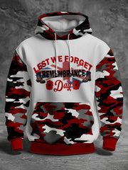 Men's Remembrance Day Lest We Forget Standard Fit Hoodie