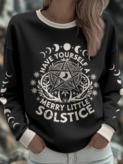 Women's UK Yule Stonehenge Happy Solstice Printed Sweatshirt