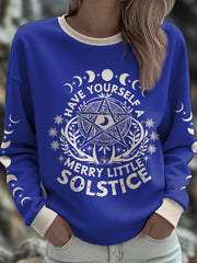 Women's UK Yule Stonehenge Happy Solstice Printed Sweatshirt