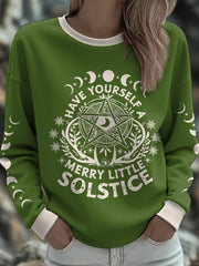 Women's UK Yule Stonehenge Happy Solstice Printed Sweatshirt