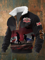 Men's Remembrance Day Lest We Forget Baggy Zip-up Hoodie