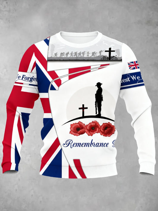 Men's Remembrance Day UK army flag Crew Neck Sweatshirt