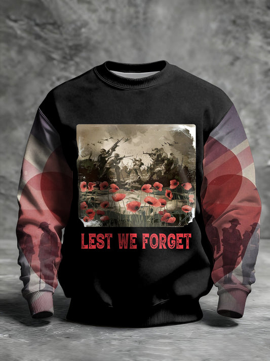 Men's Remembrance Day Lest We Forget Printed Sweatshirt