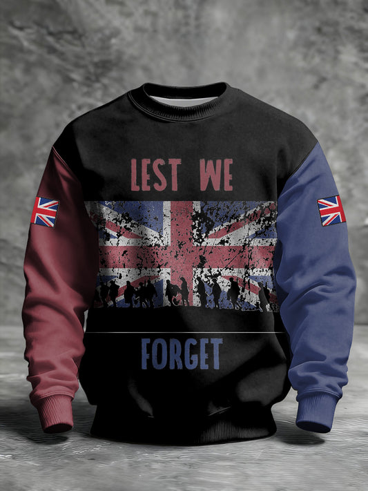 Men's Remembrance Day Lest We Forget Printed Sweatshirt