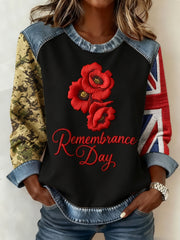Women's 11th November Remembrance Day LEST WE'S FORGET Poppy Remembrance Sweatshirt