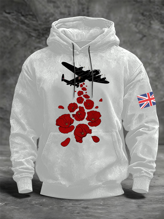 Men's Royal Air Force aircraft Oversized Drop-Shoulder Hoodie with Pockets