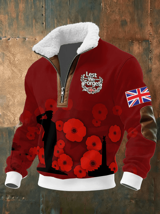 Men's Remembrance Day Lest We Forget Printed Sweatshirt