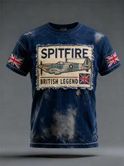 Men's Vintage Spitfire British Legend Print Casual Tee