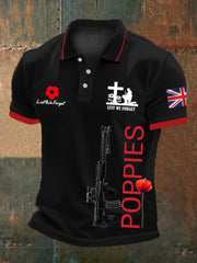 Men's British SA80 and poppies print polo shirt