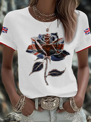 Women's UK Flag Art Printed T-shirt