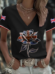 Women's UK Flag Art Printed T-shirt