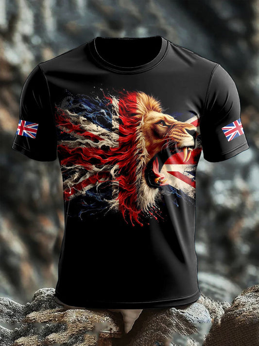 Men's UK Lion Flag Printed T-shirt
