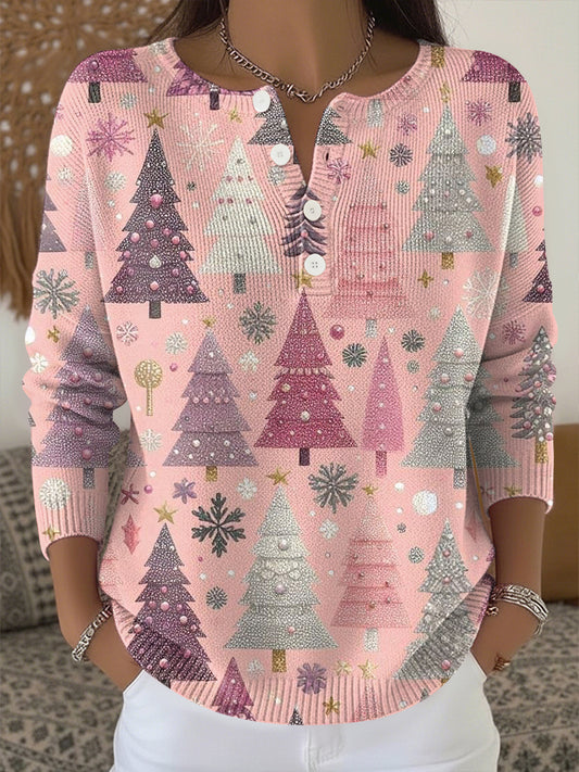 Women's Christmas Print Knit Top