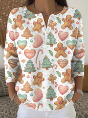 Women's Christmas Print Knit Top