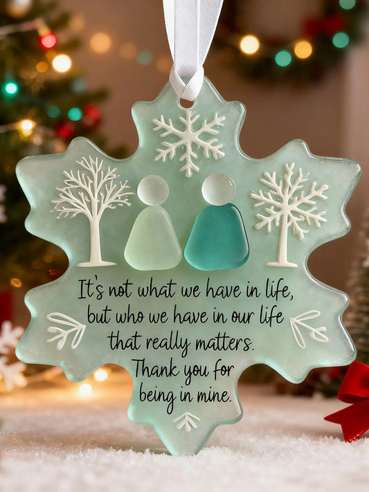 Snowflake Sea Glass Friendship Ornament