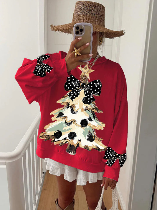 Women's Christmas Tree Print Casual Sweatshirt