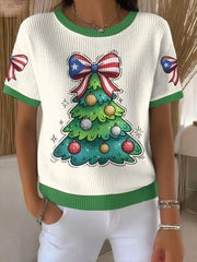 Women's Funny Puerto Rico Christmas Printed Tops