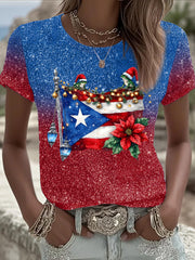 Women's Funny Puerto Rico Christmas Printed Tops
