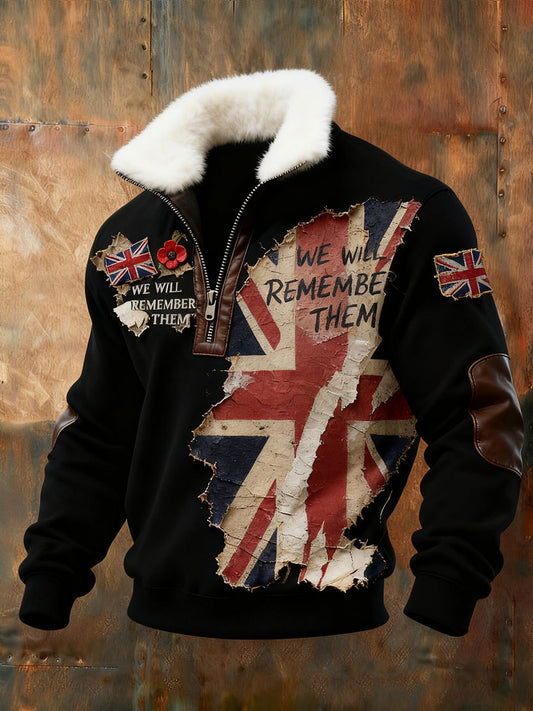 Men's Remembrance Day Lest We Forget Baggy Zip-up Hoodie