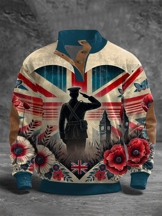Men's Remembrance Day Lest We Forget Four-button Hoodie