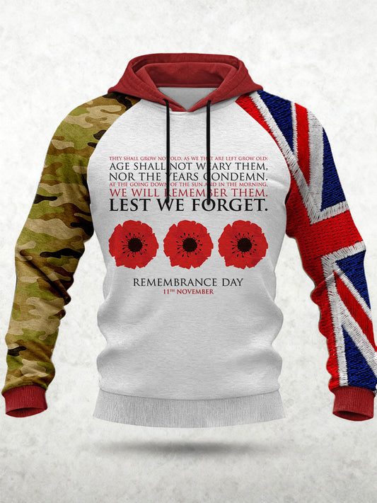 Men's Remembrance Day Lest We Forget Hoodie