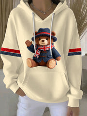 Women's British style Print Casual Hoodie