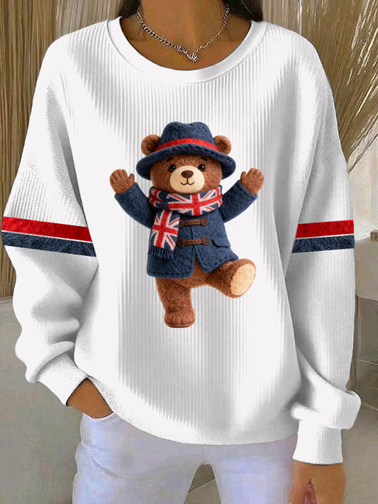 Women's British Style Print Casual Sweatshirt