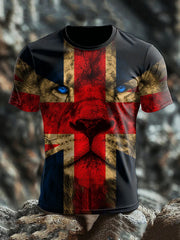 Men's UK Flag Lion Patoitic Printed T-shirt