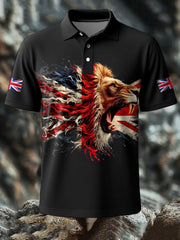 Men's UK Flag Lion Printed Casual Tops