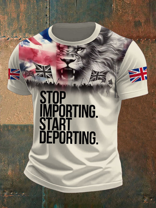 Men's UK Immigrant Stop Importing Start Deporting Printed T-shirt