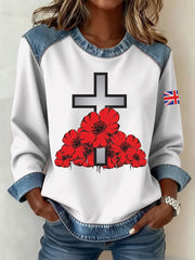 Women's Remembrance Day Pattern Patchwork Art Sweatshirt